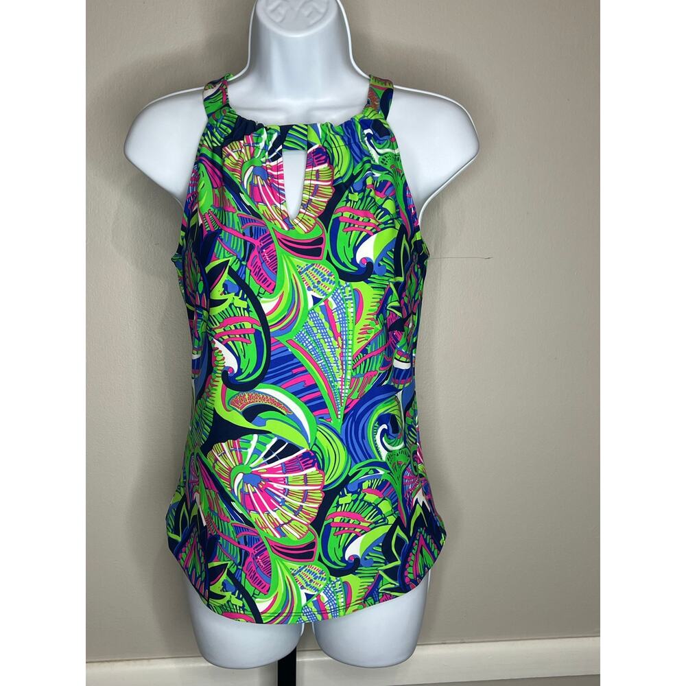 Jude Connally Claire Fantair Grass Print Halter Tank Top XS USA NWT
